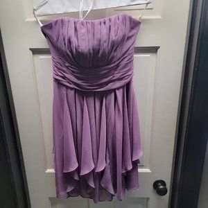 David’s Bridal Chiffon Dress Layered Skirt Strapless Lavender Bridesmaid 8